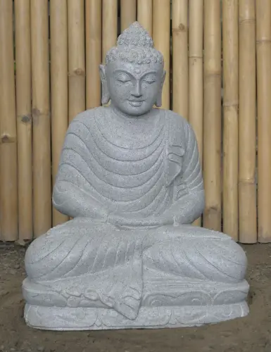 Product image of the product “Seated Buddha made of Riverstone in Dhyana position - gesture of meditation, H.62 cm, natural. ”